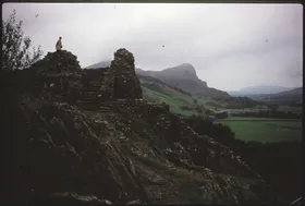 Ancient ruins and hills beyond the parish footpaths